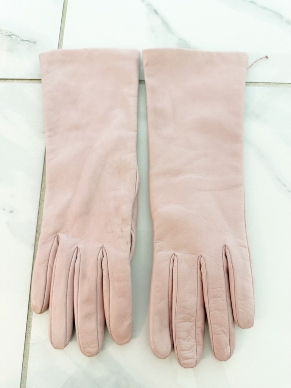 NM Neiman Marcus Ladies Pink Leather Cashmere Lined Gloves 6.5 - Picture 2 of 11